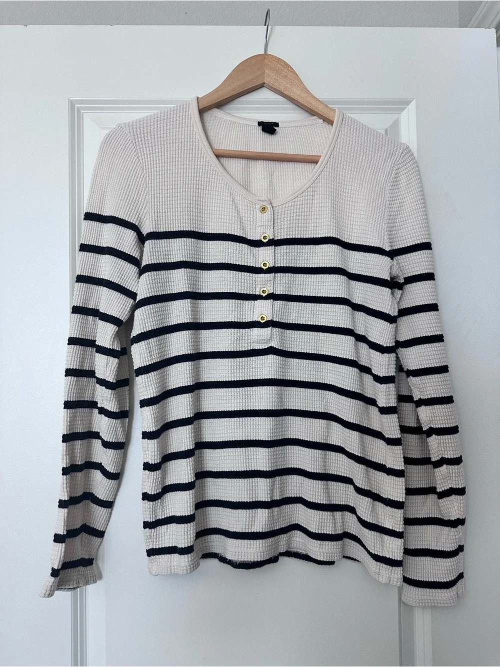 J. Crew Striped Waffle Henley